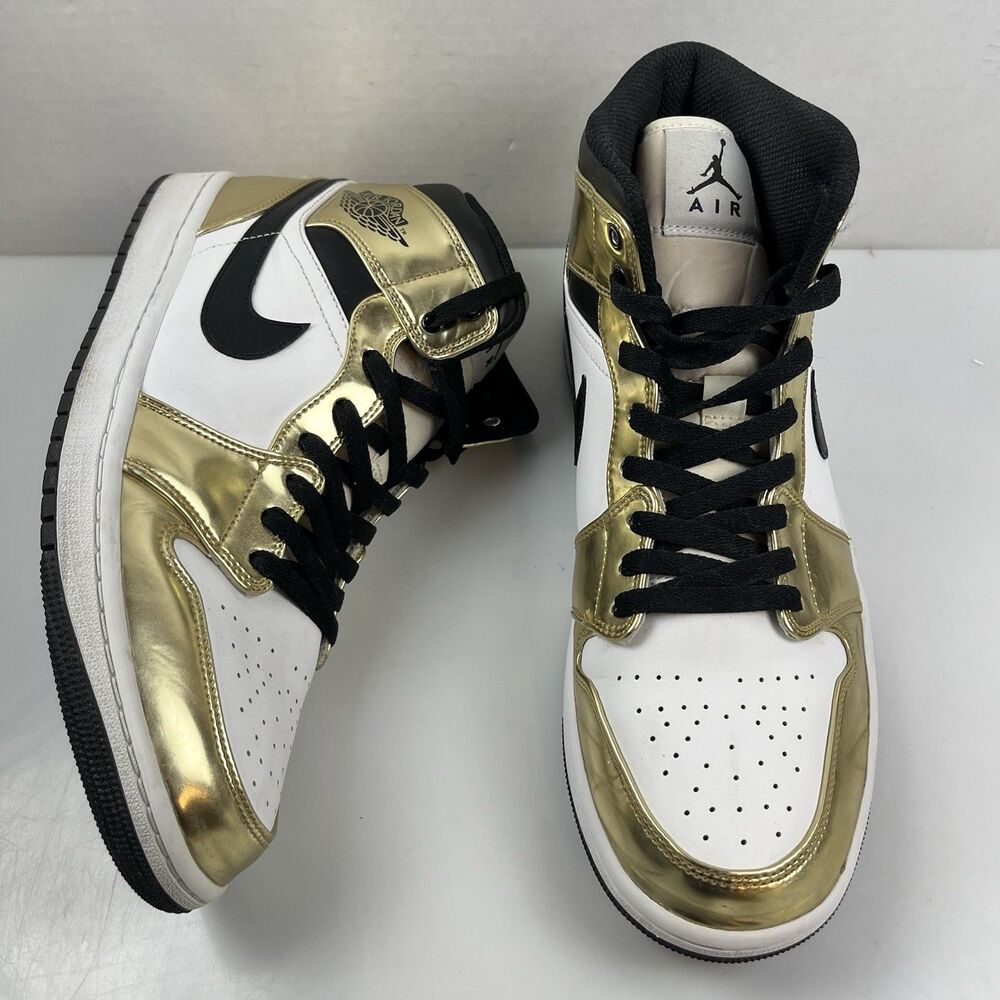 Nike Air Jordan 1 Mid SE Metallic Gold DC1419-700 Black White Men’s Size 11